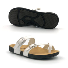 women's white sandals with orthotic insole with non-slip soles