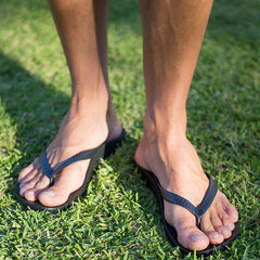 Men's Black Thongs with contoured foot bed for added support and comfort- InterAktiv Wear